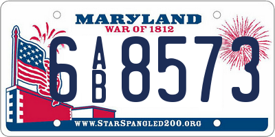 MD license plate 6AB8573