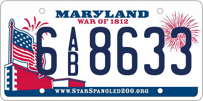 MD license plate 6AB8633