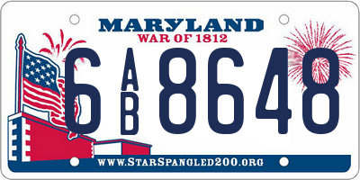 MD license plate 6AB8648