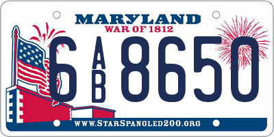 MD license plate 6AB8650