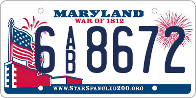 MD license plate 6AB8672