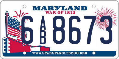 MD license plate 6AB8673