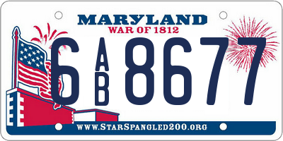 MD license plate 6AB8677