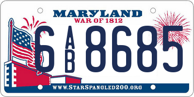 MD license plate 6AB8685