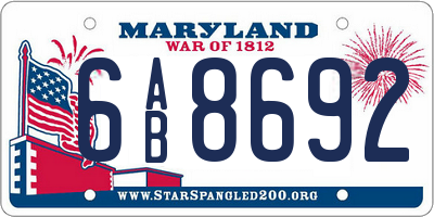 MD license plate 6AB8692