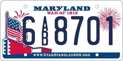 MD license plate 6AB8701