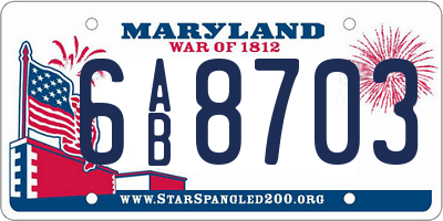 MD license plate 6AB8703