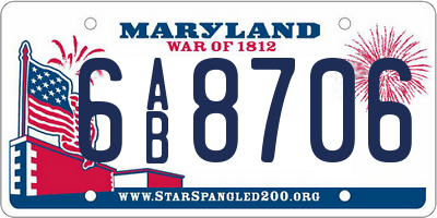 MD license plate 6AB8706