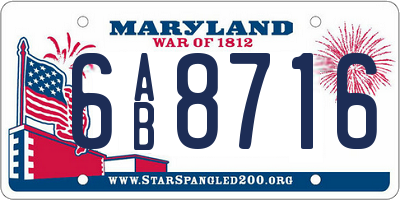 MD license plate 6AB8716