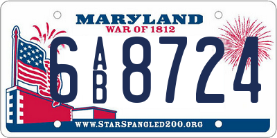 MD license plate 6AB8724
