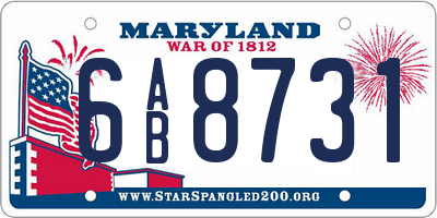 MD license plate 6AB8731