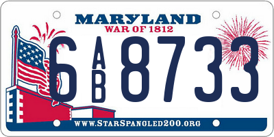 MD license plate 6AB8733