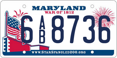 MD license plate 6AB8736