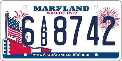MD license plate 6AB8742