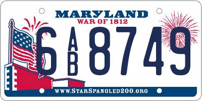 MD license plate 6AB8749