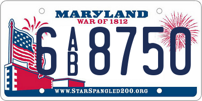 MD license plate 6AB8750