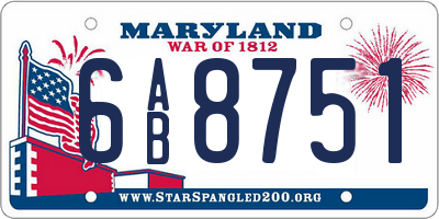 MD license plate 6AB8751