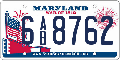 MD license plate 6AB8762