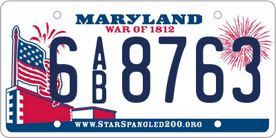 MD license plate 6AB8763
