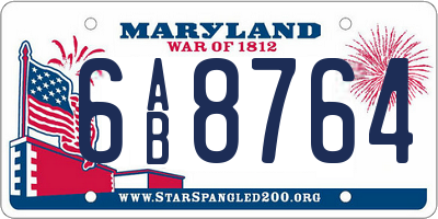 MD license plate 6AB8764