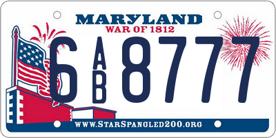 MD license plate 6AB8777