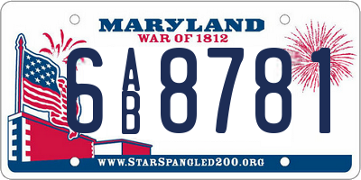 MD license plate 6AB8781