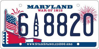 MD license plate 6AB8820