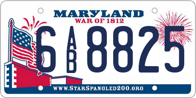 MD license plate 6AB8825