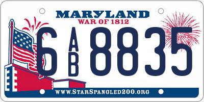 MD license plate 6AB8835