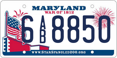 MD license plate 6AB8850