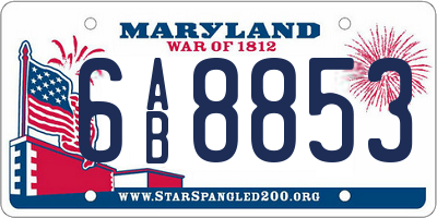 MD license plate 6AB8853