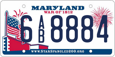 MD license plate 6AB8884