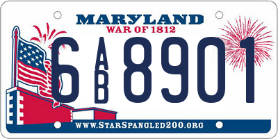 MD license plate 6AB8901