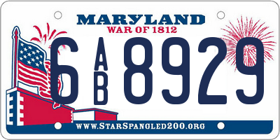 MD license plate 6AB8929