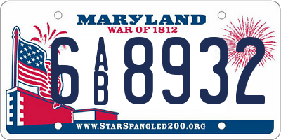 MD license plate 6AB8932