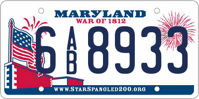 MD license plate 6AB8933