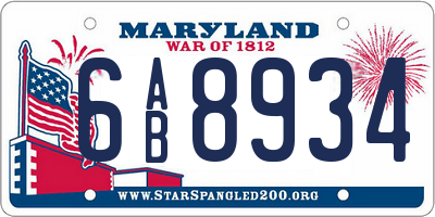MD license plate 6AB8934