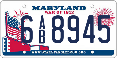 MD license plate 6AB8945