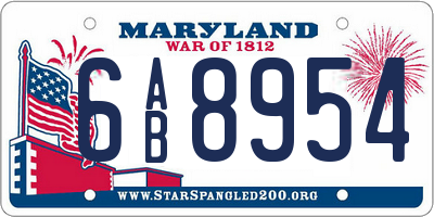 MD license plate 6AB8954