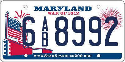 MD license plate 6AB8992