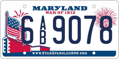 MD license plate 6AB9078