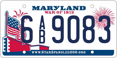 MD license plate 6AB9083