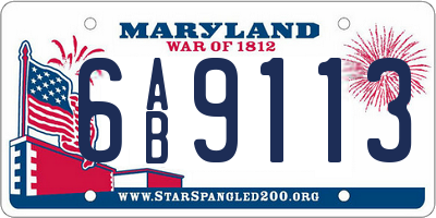 MD license plate 6AB9113