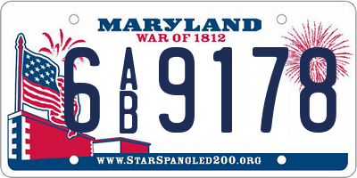 MD license plate 6AB9178