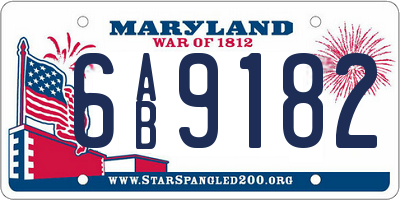 MD license plate 6AB9182
