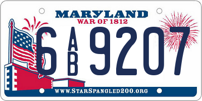 MD license plate 6AB9207