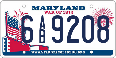 MD license plate 6AB9208