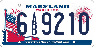 MD license plate 6AB9210
