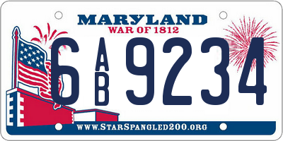 MD license plate 6AB9234