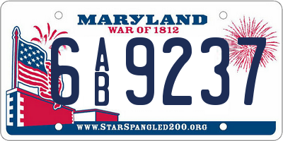 MD license plate 6AB9237